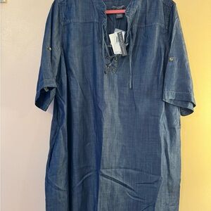 Chelsea & Theodore Blue Lace-Up Top